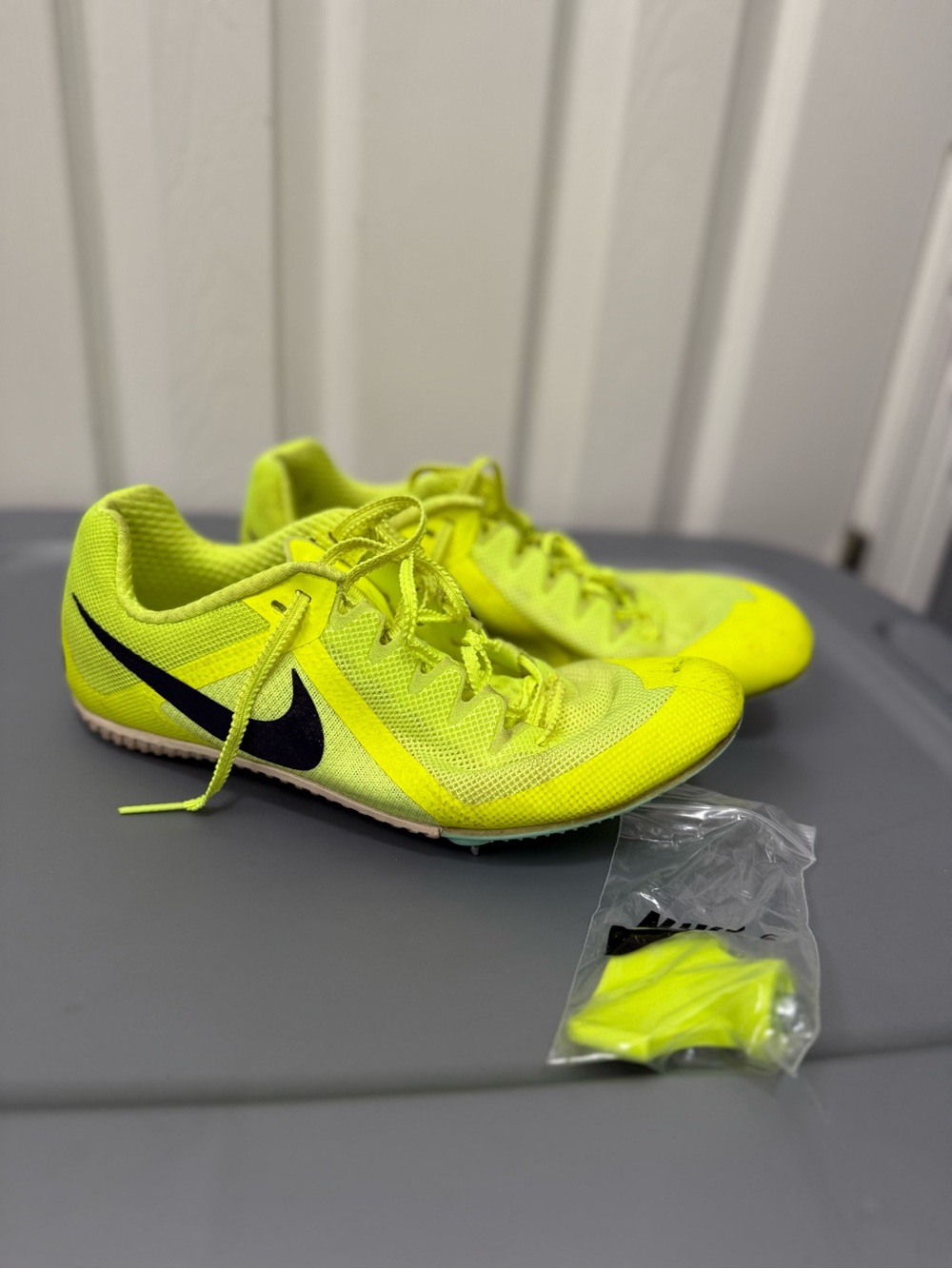 Nike Kids Neon Yellow Track Spikes with Black Swoosh
